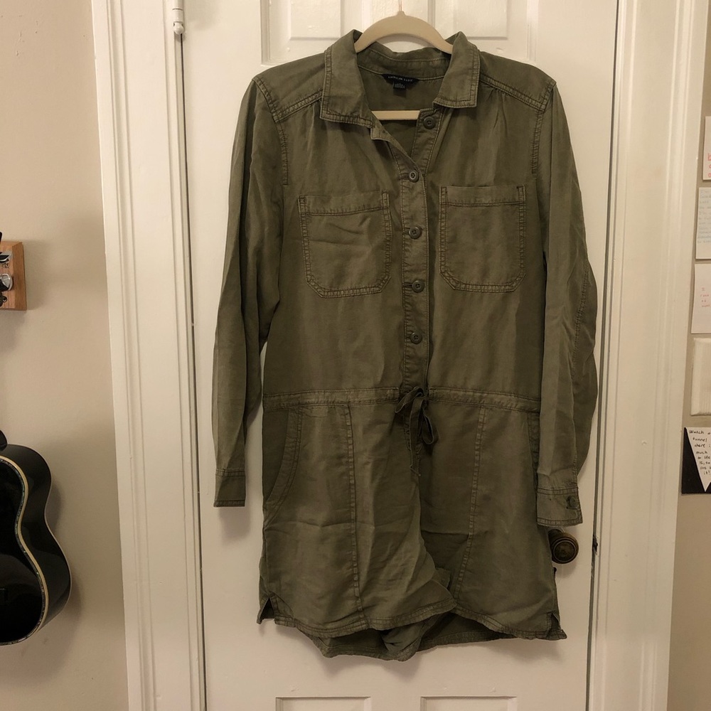 American Eagle Utility Army Green Romper